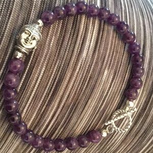Semi-precious Amethyst stone bracelet with Buddha